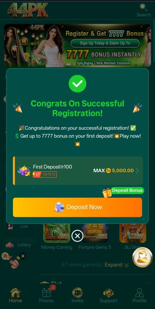 How to Register on 44PK APK Game